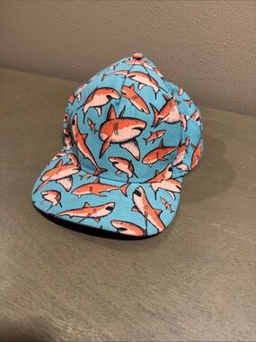 Rowdy Gentlemen Shark Print Blue and Orange Baseball Cap OS